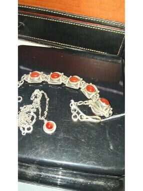 Carnelian Bracelet, Sterling Silver Bracelet, August Birthstone, Link Bracelet,